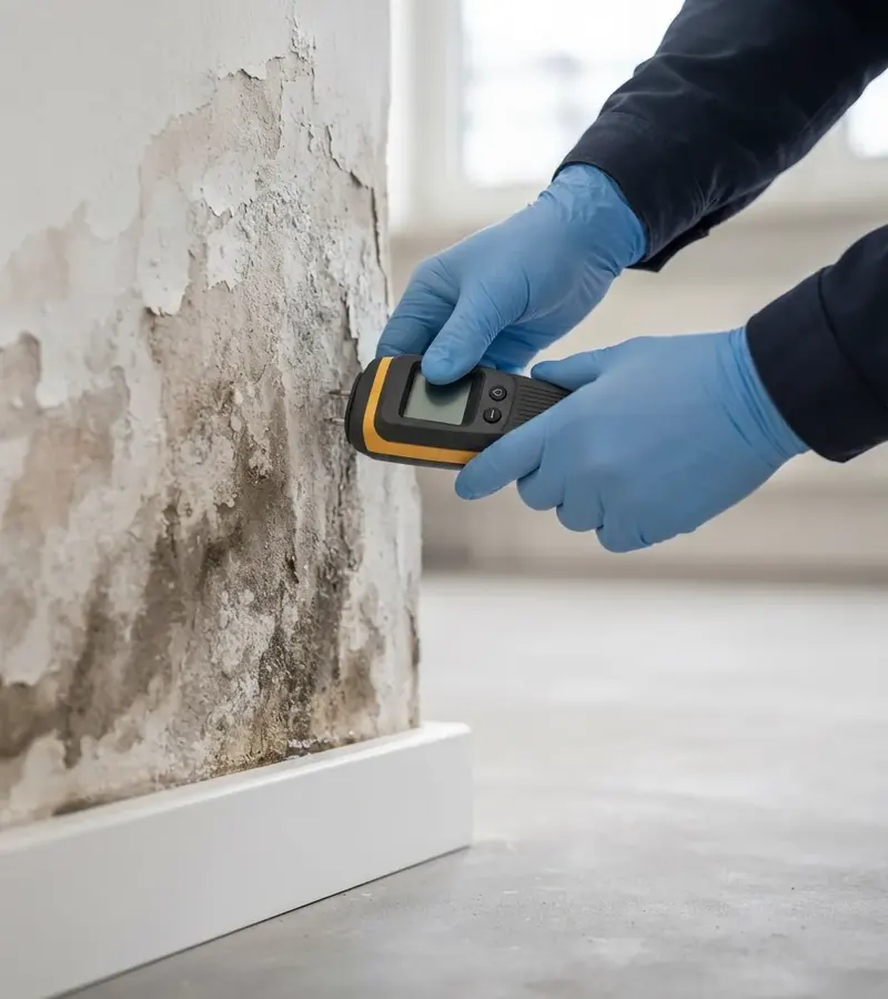 Muro con umidità di risalita e distacco dell'intonaco a Taranto